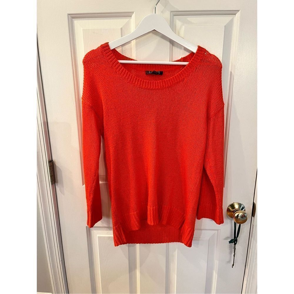 Lauren Ralph Lauren Orange Loose Knit Scoop Neck Tunic Sweater sz L EUC